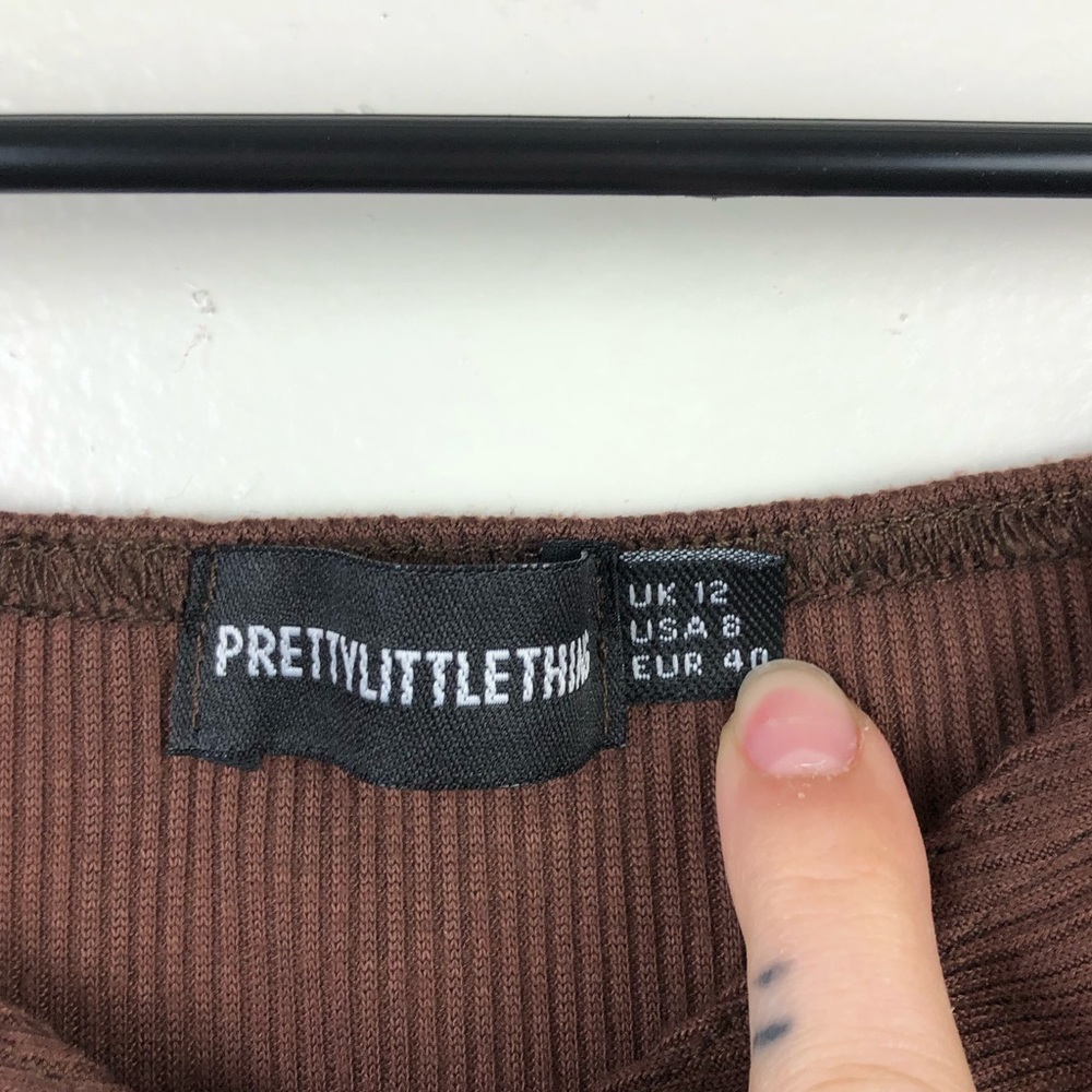 Pretty Little Thing Brown Bodycon Ruched Dress - Picture 6 of 6